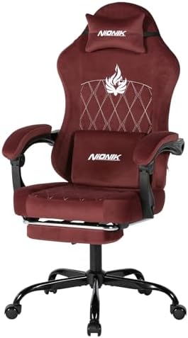 Ergonomic Gaming Chair Video Gamer Chairs Gaming Computer Chairs Gamer Chairs for Adults Massage Lumbar Support Swivel Height Adjustable Headrest Backrest RED