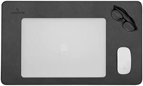 Gallaway Leather Desk Mat,Desk Writing Pad - Office Desk Pad, Medium 24" x 14" Gray, Desk Mats on Top of Desks, Gift Ready Elegant Computer Desk Mat Desk Cover Desk Pad Protector PU Leather