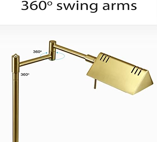 O'Bright LED Pharmacy Table Lamp, Full Range Dimming, 12W LED, 360 Degree Swing Arms, Desk, Reading, Craft, Work Lamp, ETL Tested, Antique Brass (Gold)