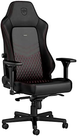 noblechairs Hero Gaming Chair/Office Chair with Lumbar Support, Real Leather, Black/Red