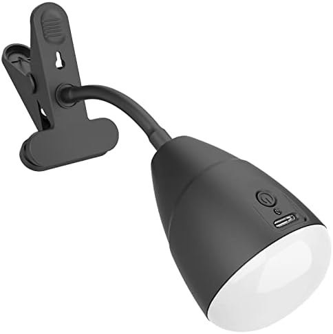 5000mAh Rechargeable Clip on Light, LED Reading Light, 3 Color Modes & Stepless Dimming, Cordless Reading Lamp with Clamp for Bed, Desk, Bedside Table, Camping