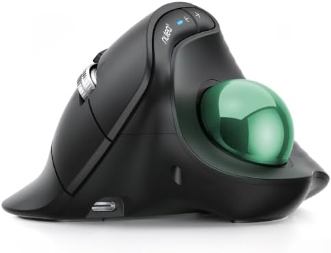 Nulea Wireless Ergonomic Vertical Trackball Mouse Thumb Control-Green