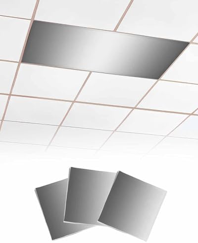 Grey Minimalist Geometric Gradual Solid White Magnetic Fluorescent Light Covers for Ceiling Lights 2 x 4 Feet, Office Classroom Kitchen Drop Ceiling Light Covers Lighting Filters Shade Panel 3 Packs