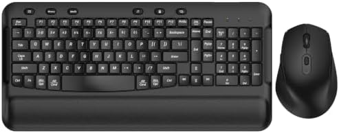 Ergonomic Wireless Keyboard and Mouse, Silent Wave Keys with Soft Palm Rest