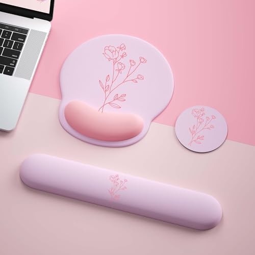 Mouse Pad with Keyboard Wrist Rest,Ergonomic Mousepad Support Set