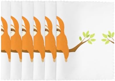 Sloth Stretching Prints Placemats Set of 6 12x18in – Durable Table Layers for Stylish Home & Hotel Decor