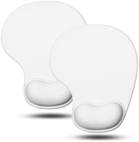 JIKIOU Ergonomic Mouse Pad with Gel Wrist Rest 2 Pack, Portable Small Blank