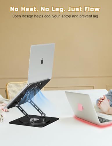 Adjustable Rotating Laptop Stand for Desk, Aluminum Riser, Black