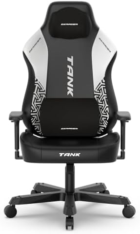 DXRacer Tank XXL Ergonomic Gaming Chair with Magnetic Pillow, Black White