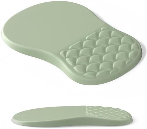 Ergonomic Mouse Pad Wrist Support,Friendly Green Wrist Rest Mousepad for Carpal Tunnel Pain Relief,Integrated Memory Foam Slope Massage Bulge Design