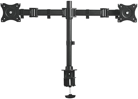 Kantek Dual Monitor Arm, Stand Mounts 2 Screens up tp 27", 2 Articulating Adjustable Arms Hold 18lbs, Desk and Grommet Mount, Cable Management, VESA