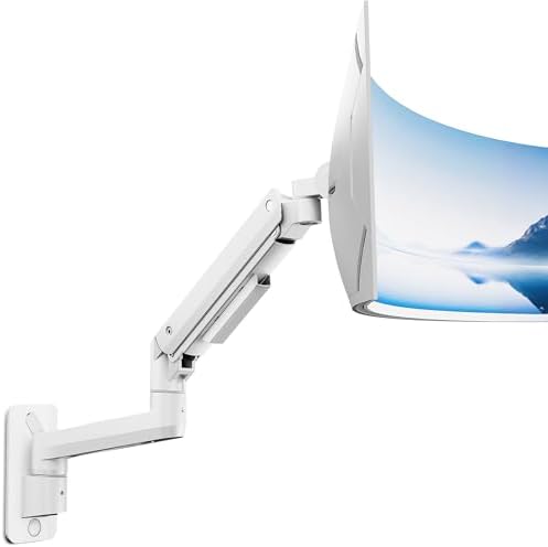 monTEK Single Monitor Wall Mount, 17–49" Gas Spring Arm, Up to 44 lbs，White