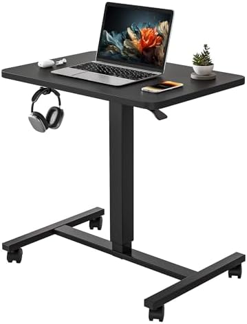 YIHAYO 24 x 16 Inches Mobile Small Standing Desk with Wheels, Black