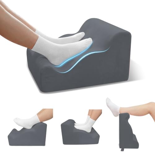 Foot Rest Ergonomic Pillow for Under Desk at Work & Handle Gray