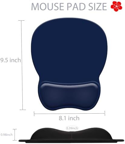 Ergonomic Mouse Pad with Wrist Rest, Gel Concave Mouse Pad with Non-Slip Base, Pain Relief Mouse Pads with Smooth Wrist Support for Office & Home (Deep Blue)