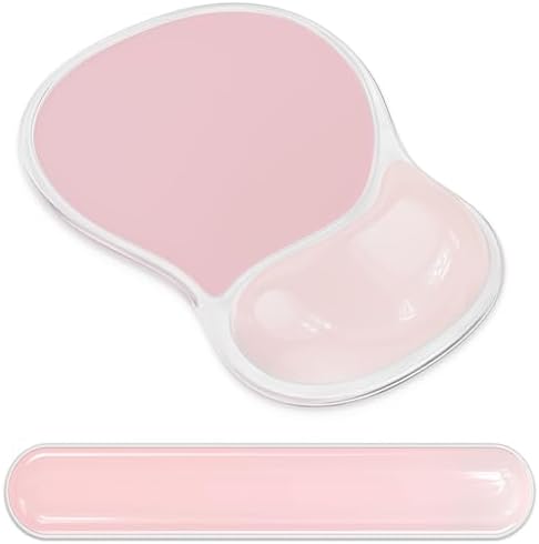 AKIT Ergonomic Mouse Pad with Wrist Rest&Keyboard Wrist Rest Set, Gel, Pink
