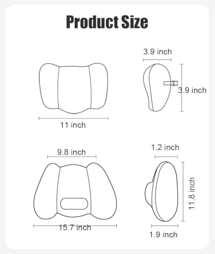 Car Lumbar Support Pillow & Headrest Pillow with Vibration Massage & Heat