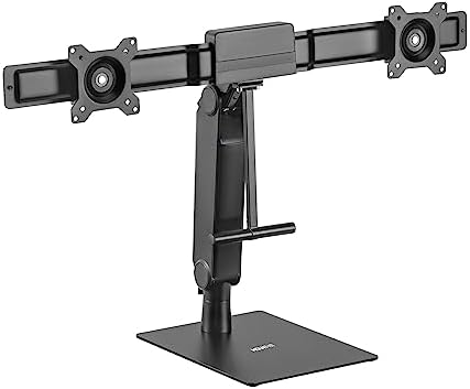 Mount-It! Freestanding Dual Monitor Stand 17" to 32", Height Adjustable, Tension Adjustable Spring Monitor Stand for 2 Screens, Max VESA 100x100, Swivel, Rotation, Instant Height Adjustment, Black