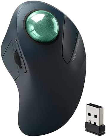 Wireless Ergonomic Trackball Mouse, Large Hands, 44mm Index Finger Control