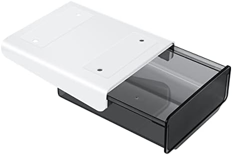 yuntop 1 Pcs Under Desk Drawer, Under Table Hidden Organizer, Plastic Self-adhesive Slide out Under Desk Storage Drawer for Office Dresser Home School Stationery Kitchen (Black)