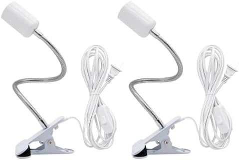 Clip Desk Lamp Socket,2 Pack Flexible Desk Light Socket,Gooseneck Clip on Lights,Flexible Lamp with Clamp,Adjustable Light Stand Clamp Lamp,Night Light,Reading Book Lights