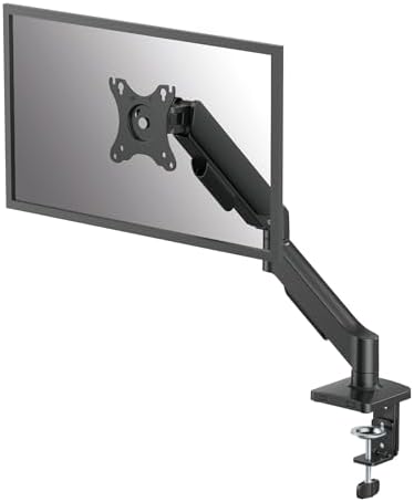 Fellowes Everyday Plus Single Gas Spring Monitor Arm Supports up to 32" Screens Weighing 4.4-19.84 lbs, Height Adjusting, Tilt, Swivel, Rotate, VESA 75/100, Clamp or Grommet Mount, Cable Management