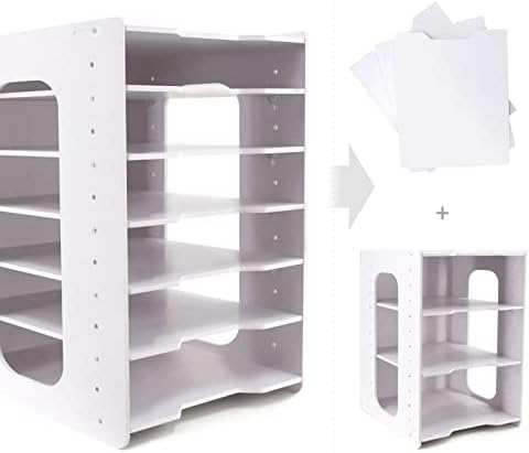SONGWAY File Organizer for Desk - 7 Tier Document Holder with Removable Shelves, Letter Mail Rack, File Sorter Organizer, A4 Paper Storage Holder, Desktop Organizer for Home Office School, White