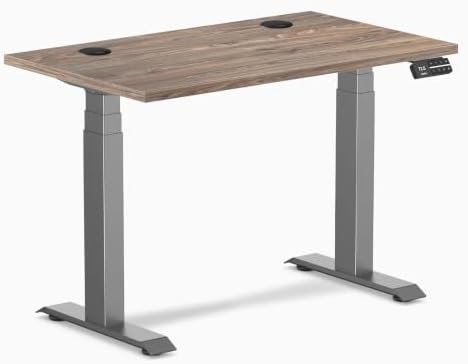 Desky Dual Mini Sit Stand Desk Natural Walnut 40" Grommets Space Gray