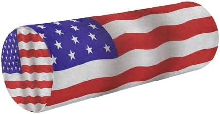 Bolster Pillow Insert Memory Foam Neck Roll Pillow for Sleeping Long Round Pillows for Bed Round Seat Cushion Neck Support Car Vintage Tea Stained American Flag