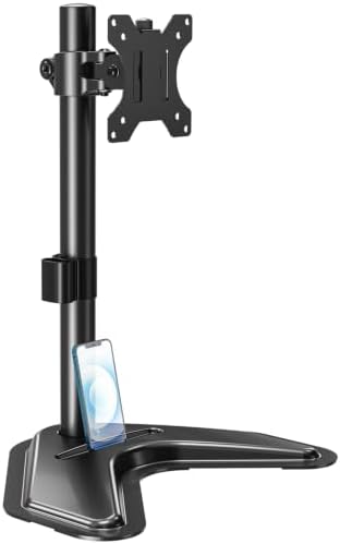 MOUNTUP Single Monitor Stands, Freestanding VESA Monitor Desk Mount fits 13'' to 32'' Computer Screen with Height Adjustable, Swivel, Tilt, Rotation, 17.6 lbs Load, For Home Office, VESA 75x75/100x100