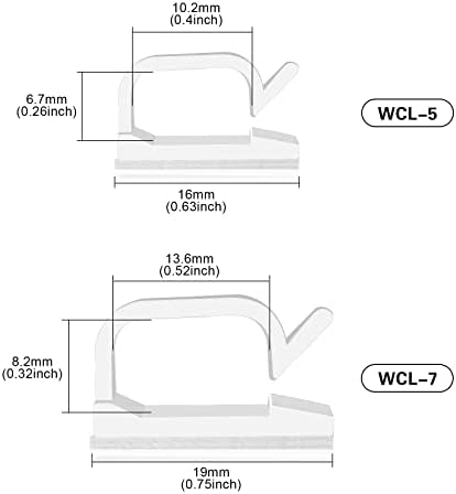 XHF 60PCS 5/8” White Adhesive Cable Wire Wall Light Clips, Cord Holder