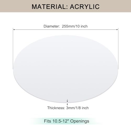 Lampshade Diffuser, 10" Diameter Round Diffuser Lamp Shade for Drum Style Lampshades Pendants Softening Light, DIY Light Fits 10.5-12" Openings, Frosted White Acrylic