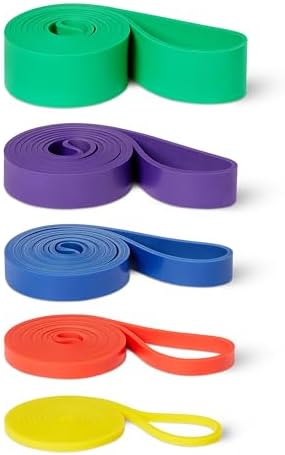 Amazon Basics Exercise Resistance Bands for Working Out, Set of 5, Multiple Resistance Levels