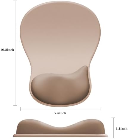 Mouse Pad with Wrist Rest,Ergonomic Mouse Pad with Comfortable Gel Wrist Rest Support and Non-Slip PU Base for Easy Typing Pain Relief, Durable and Washable (Khaki‌ Apricot)