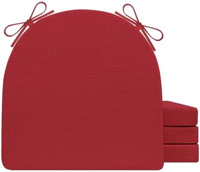 Chair Cushions for Dining Chairs 4 Pack 35D High-Density Foam Seat Cushions for Kitchen Chairs with Ties Non Slip and Removable Cover Chair Pads 16.5" x 16.5" x 2" (Red)