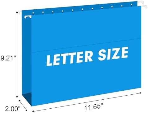 Extra Capacity Hanging File Folders, RAZCC 60 Pack Letter Size Reinforced Hanging Folders with Heavy Duty 2 Inch Expansion for Bulky Files, Filing Cabinet, Adjustable Tabs, Assorted Colors