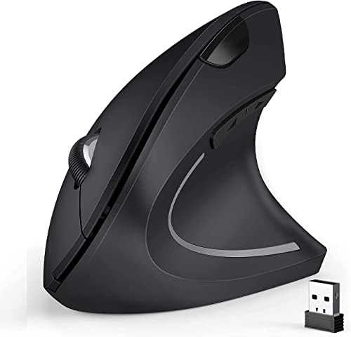 Ergonomic Mouse, 2.4G Optical Wireless Vertical Mouse with 6 Buttons - 3 Adjustable DPI 800/1200/1600 for Laptop, PC, Computer, Desktop, Notebook etc, Specially for Right-handers