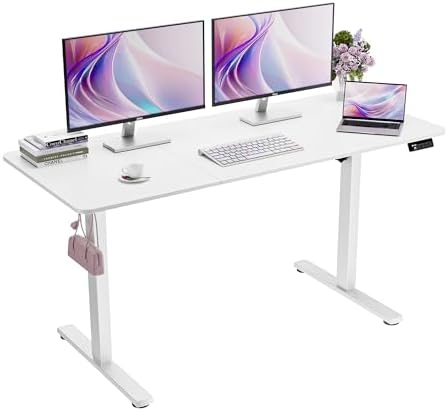 ERGOMAKER 55"x24" Standing Desk, Height Adjustable Sit-Stand Office, White