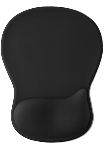 Gel Wrist Rest Mouse Pad, Ergonomic Mousepad with Wrist Support, Relieve Wrist Pain, Gaming Mousepad with Concave Design Cushion & Non-Slip PU Base, for Home Office Laptop Computer, Black