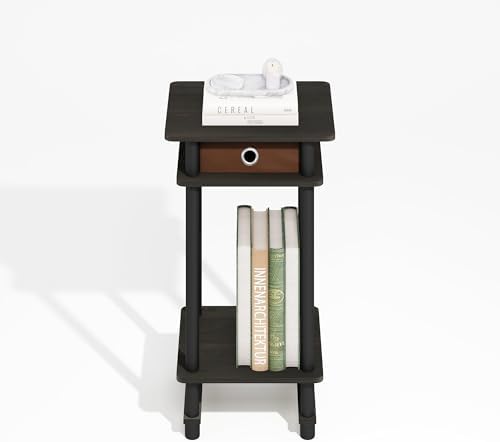 Furinno Turn-N-Tube Toolless 3-Tier Compact Side Table, Black Espresso