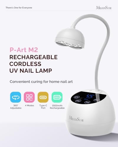 MelodySusie Gooseneck Cordless UV Nail Lamp P-ArtM2 Light for Nail Tips