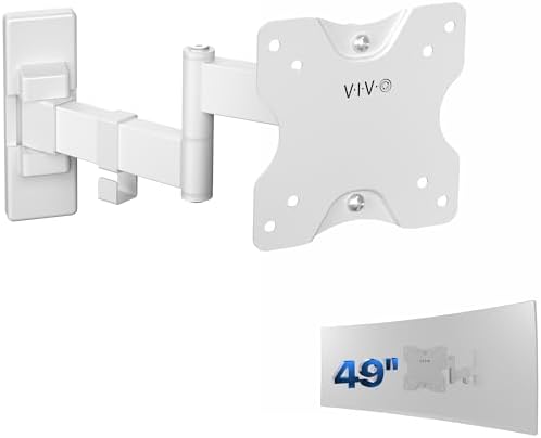 VIVO Full Motion Ultrawide Monitor Wall Mount, Fits Ultra-Wide Screens up to 49 inches and 44 lbs, Tilt and Swivel Arm, White, MOUNT-VW01MW