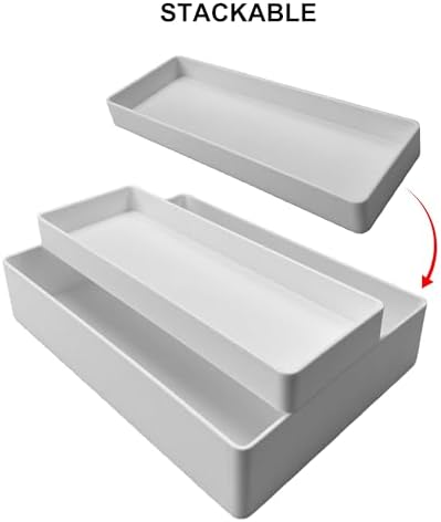 Amazon Basics Rectangular Plastic Desk Organizer, Half Accessory Tray for Office Supplies and Workspace Organization, 9.4" x 3.3" x 1", White (Pack of 2)