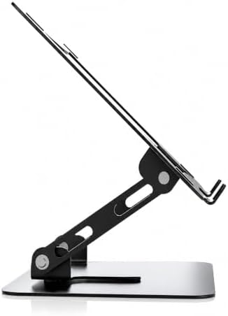 Adjustable Laptop Stand for Desk, Foldable Aluminum Laptop Riser with 360° Rotating Base, Ergonomic Ventilated Computer Stand, Height Adjustable Holder Compatible with MacBook, Dell, HP, Lenovo