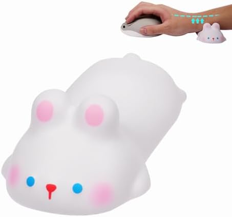 Small Wrist Rest Mouse Pad for Mouse, Mini Cute Ergonomic Cartoon Mousepad Memory Foam Design Animal Shape Wrist Support Pillow Rest Cushion Mat for Office Computer Laptop(Rabbit)