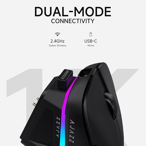 DAIDAI AJAZZ AJ159P Wireless Gaming Mouse with RGB Charging Dock, PAW3395 26K DPI Sensor, 56G Lightweight Ergonomic Mouse, 5 Programmable Buttons, 80 Million ASIN Switch