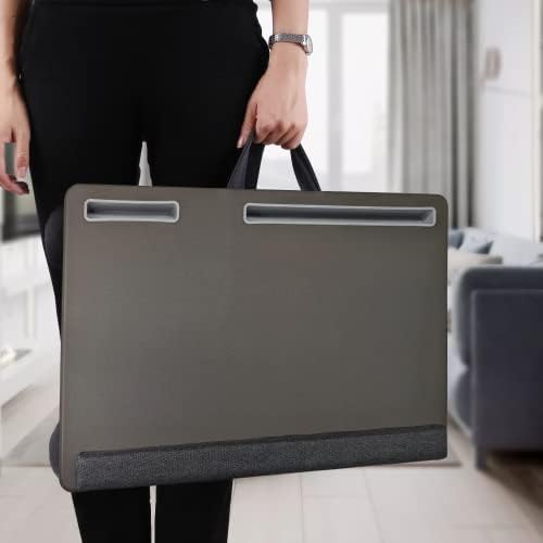 Extra Large Lap Laptop Desk - Full PU Material Mouse Pad Gaming Tray - Portable LapDesk with Phone Holder & Wrist Rest for Notebook, MacBook, Tablet, Bed, Sofa(Gray, Fit Up 17.3-in Laptops)