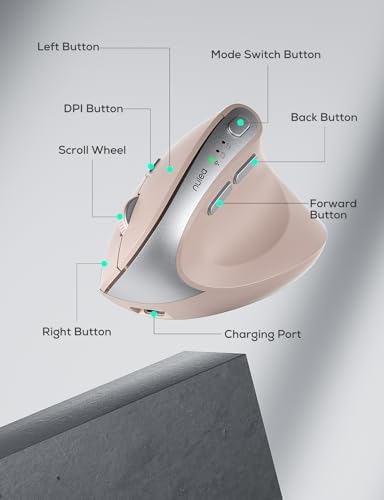 Nulea Ergonomic Vertical Wireless Mouse with Silent Click and Rechargeable