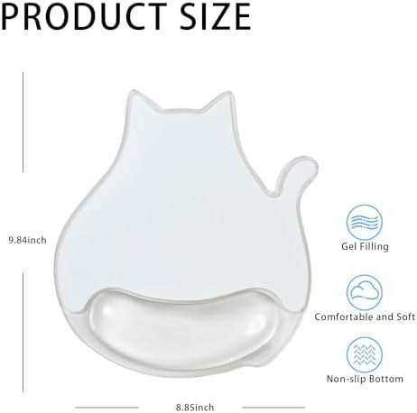 Gel Mouse Pad with Wrist Rest Support - White Ergonomic Cat Mousepad