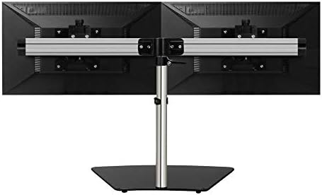SIIG Premium Aluminum Dual Monitor Stand - 2 Monitors 13" to 27" Up To 17.6 lbs VESA 75 and 100 (CE-MT2011-S1), Silver/Black